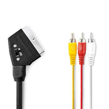 SCART-Kabel SCART Male 3x RCA Male Vernikkeld Schakelbaar 480p - Nedis