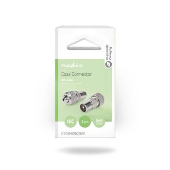 IEC (Coax) Connector Recht Male Vernikkeld 75 Ohm Schroef - Nedis