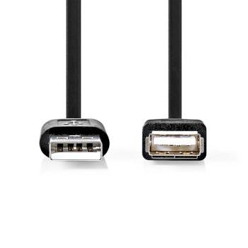 USB-Kabel USB 2.0 USB-A Male USB-A Female 480 Mbps Vernikkeld - Nedis