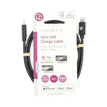 Lightning Kabel USB 2.0 Apple Lightning 8-Pins USB-C™ Male 480 - Nedis