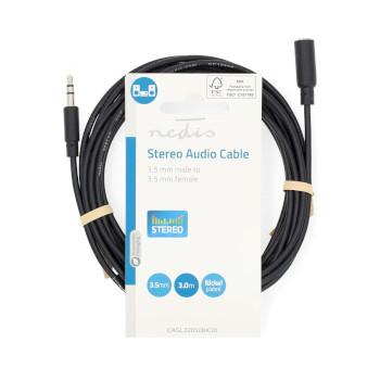 Stereo-Audiokabel 3,5 mm Male 3,5 mm Female Vernikkeld 3.00 m - Nedis
