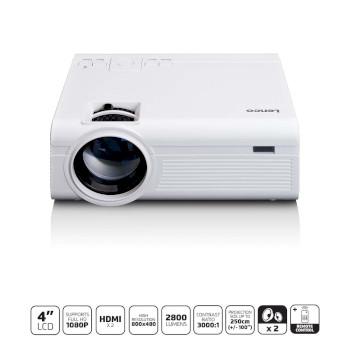 LCD Projector met hoge resolutie, ondersteunt Full HD 1080P inhoud Wit - Lenco