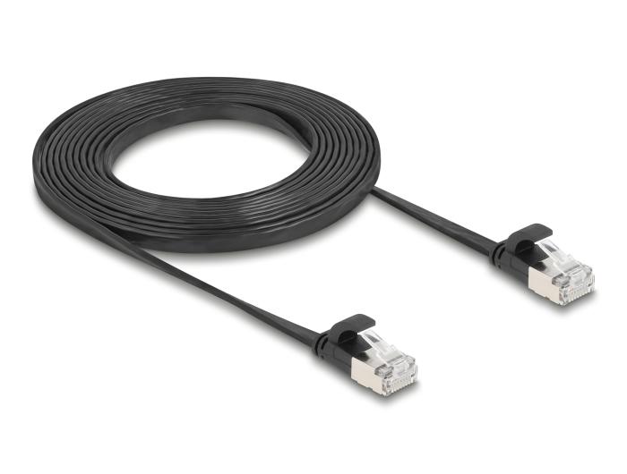 Delock RJ45 Platte Patchkabel Stekker naar Stekker Cat.6A 3 m zwart