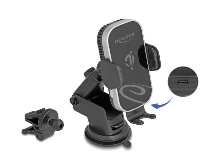 Delock Wireless Car Charger Smartphonehouder met oplaadfunctie en koeling