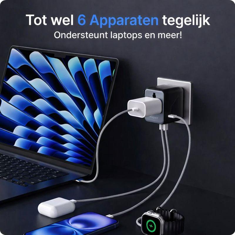 Universele Wereldstekker – 5× USB