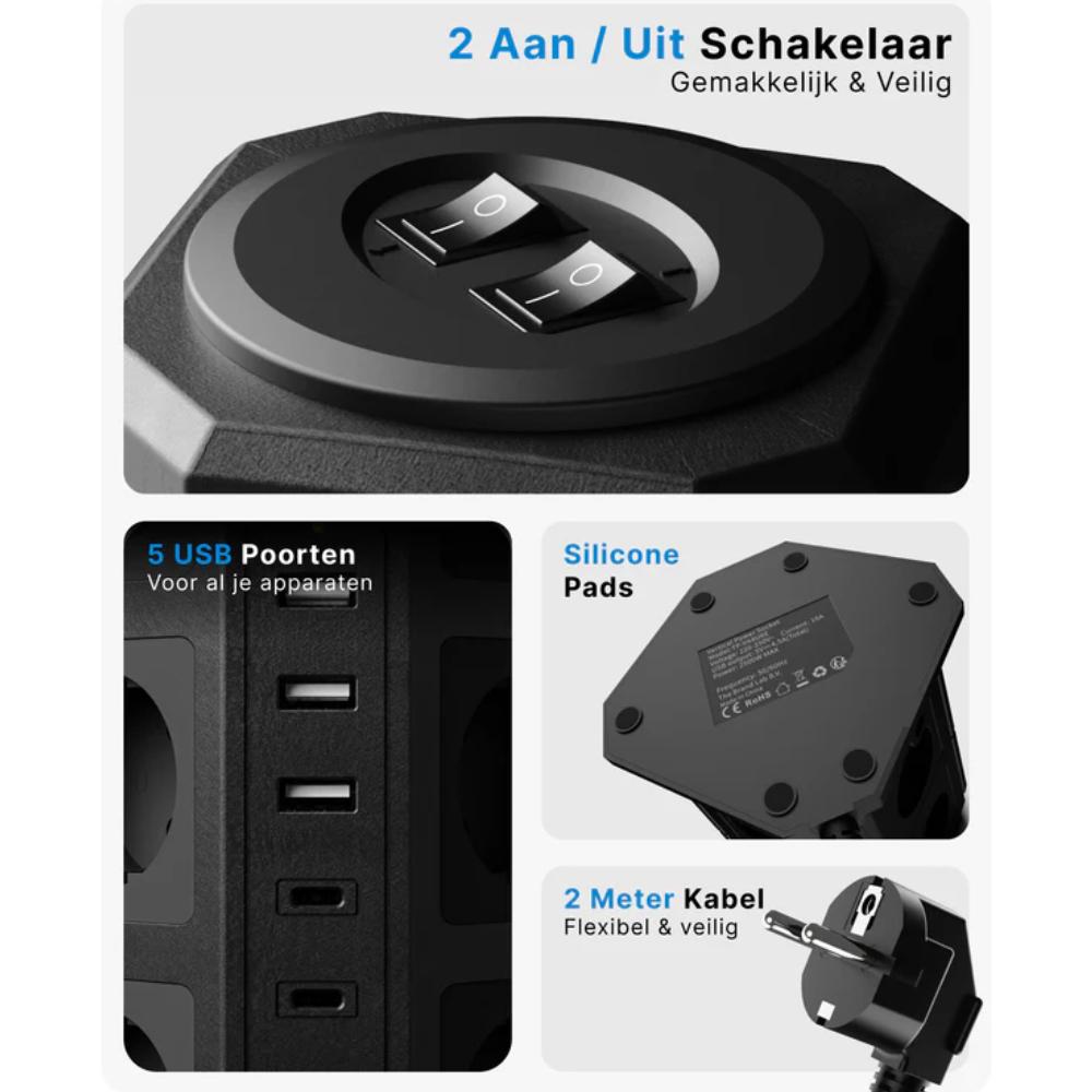 Stekkerdoos USB - 12 poorten - Voomy