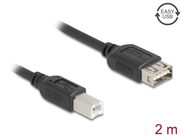 Delock USB 2.0 Kabel USB type-B stekker naar EASY USB type-A connector 2 m