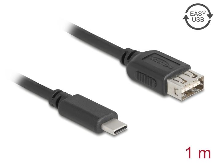 Delock USB 2.0 Kabel USB Type-C™ Stekker naar EASY USB Type-A Aansluiting 1 m