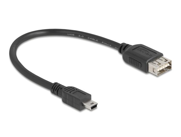 Delock USB 2.0 Kabel USB Mini-B Stekker naar EASY USB Type-A Aansluiting 0,2 m