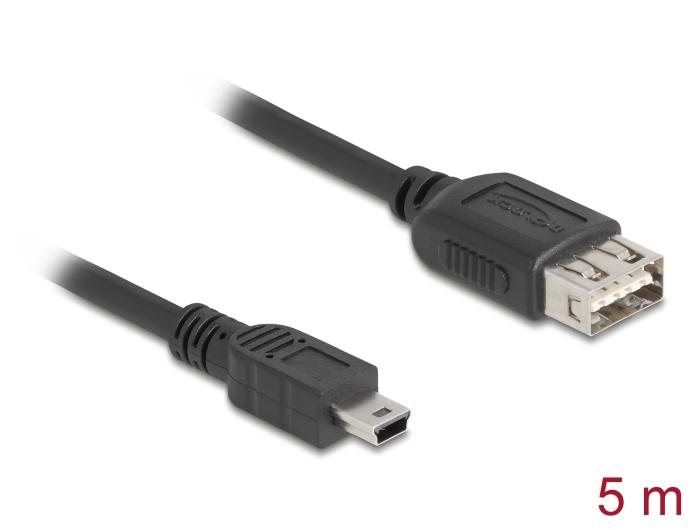 Delock USB 2.0 Kabel USB Mini-B Stekker naar EASY USB Type-A Aansluiting 5 m