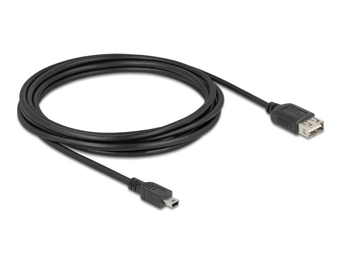 Delock USB 2.0 Kabel USB Mini-B Stekker naar EASY USB Type-A Aansluiting 3 m