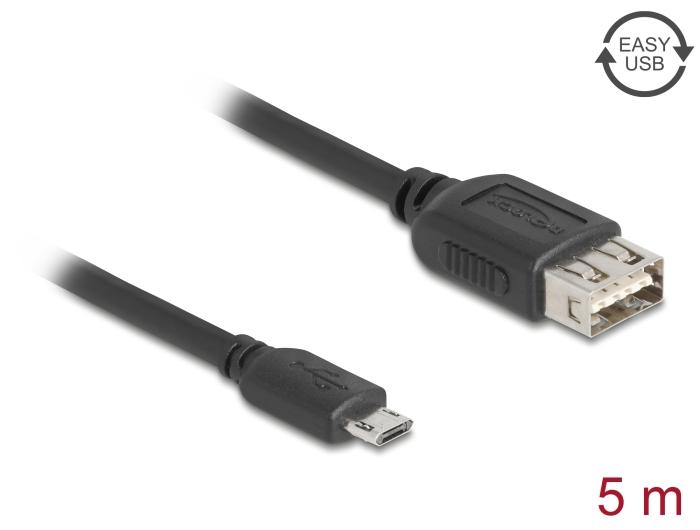 Delock USB 2.0 Kabel EASY USB Type Micro-B Stekker naar EASY USB Type-A Aansluiting