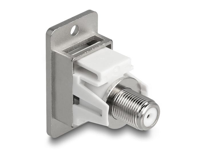 Delock Panel Mount IEC Stekker naar F Aansluiting zilver/wit