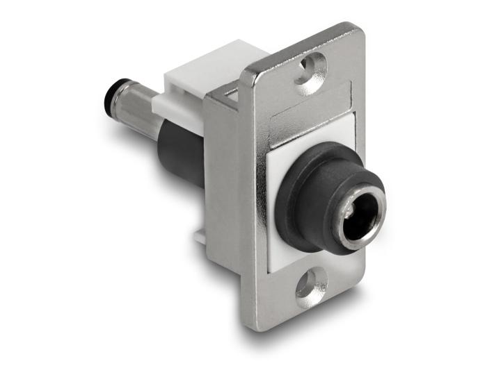 Delock Panel Mount DC 5,5 x 2,1 mm Jack naar DC 5,5 x 2,5 mm Stekker zilver