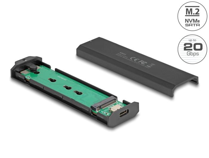 Delock Externe USB Type-C™ 20 Gbps Combo Behuizing voor M.2 NVMe PCIe of