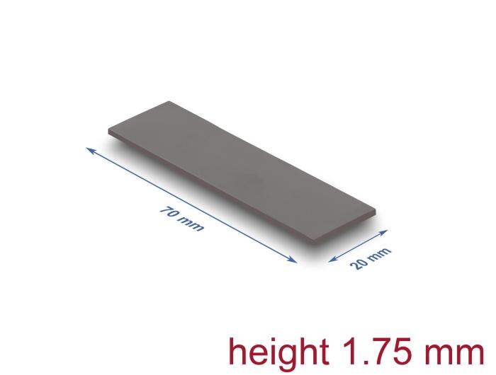 Delock Wärmeleitpad 70 x 20 x 1,75 mm voor M.2 modules 3,2 W/mK - Low Oil