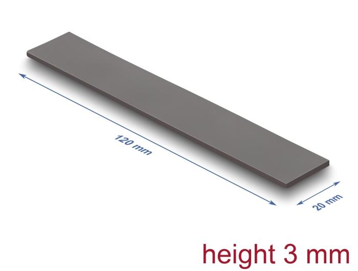 Delock Wärmeleitpad 120 x 20 x 3 mm voor M.2 modules 3,2 W/mK - Low Oil Bl