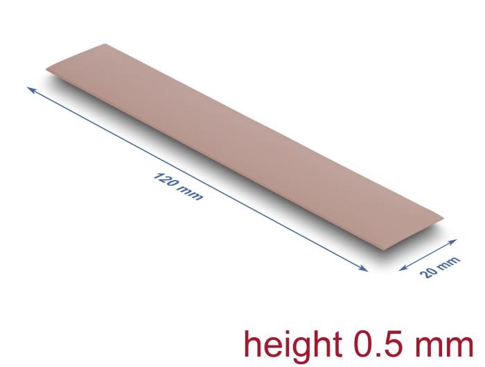 Delock Wärmeleitpad 120 x 20 x 0,5 mm voor M.2 modules 3,0 W/mK - Silikonvrij