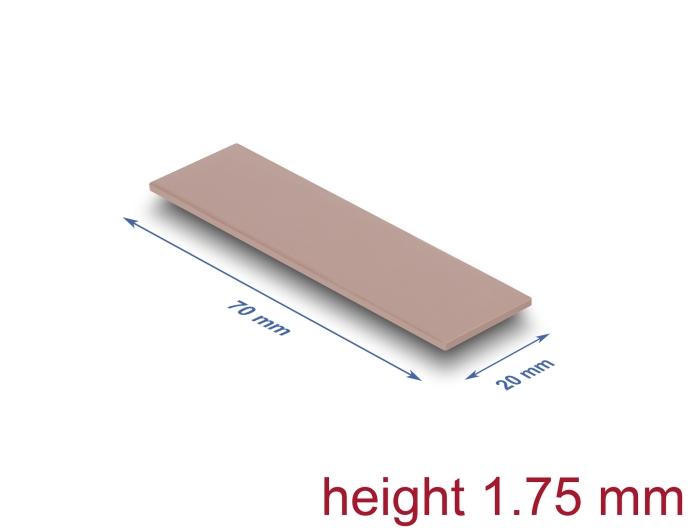 Delock Wärmeleitpad 70 x 20 x 1,75 mm voor M.2 modules 3,0 W/mK - Silikonvrij