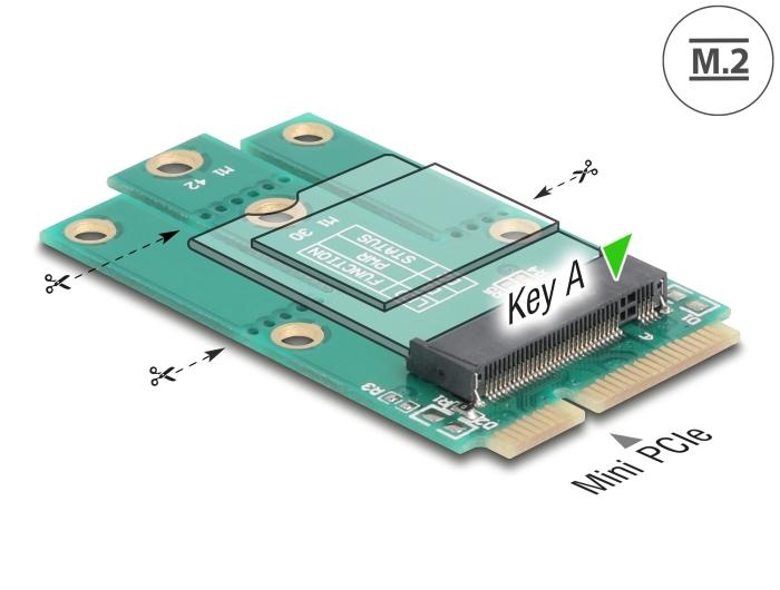 Delock Adapter Mini PCIe Stekker naar M.2 Key A Slot