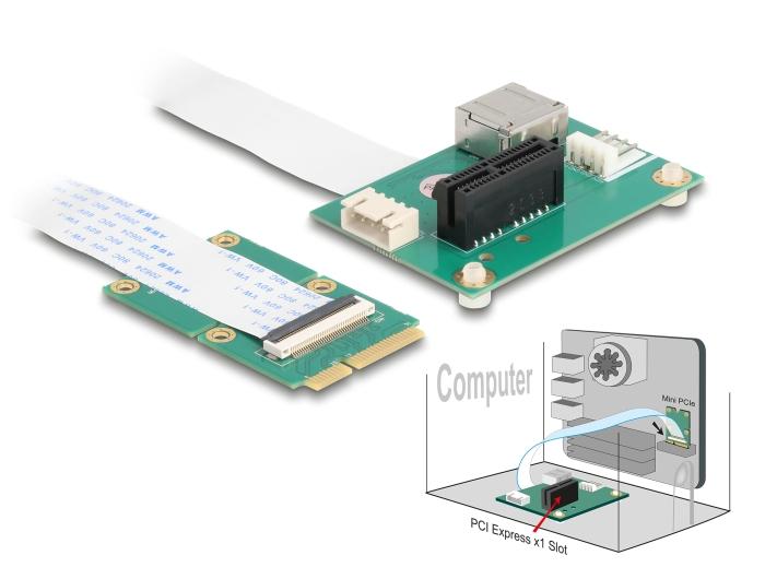 Delock Converter Mini PCIe Stekker naar PCI Express x1 Slot met flexibele Kabel