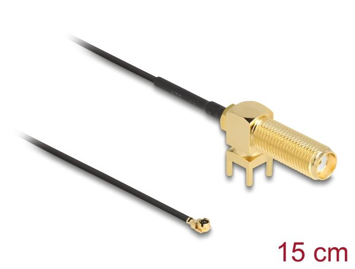 Delock Antennekabel SMA 90 PCB-aansluitbus voor inbouw voor I-PEX Inc., MHF® I