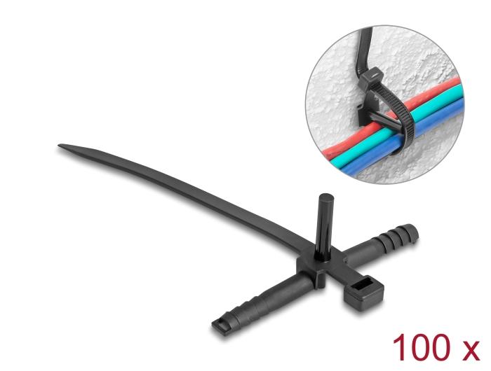 Delock Kabelbinder met plug L 150 x B 7,0 mm zwart 100 stuks