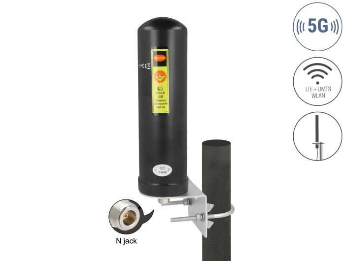 Delock 5G LTE Antenne N-aansluiting 3 - 5 dBi omnidirectioneel wand- en mastmontage