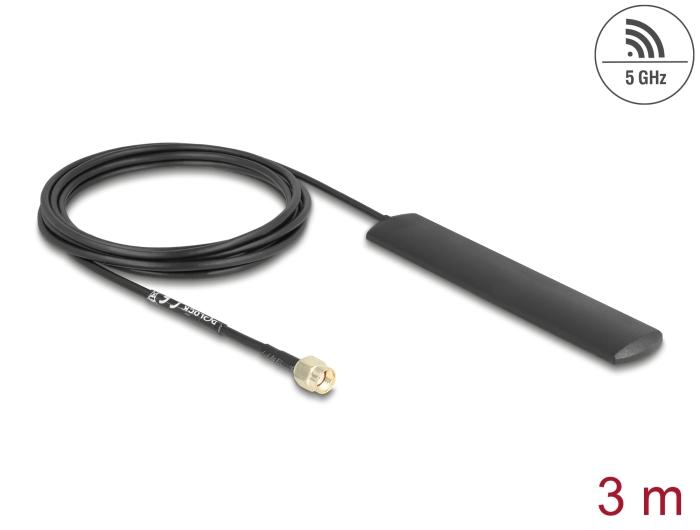 Delock WiFi 5,8 GHz Antenne RP-SMA 3 dBi 3m zwart