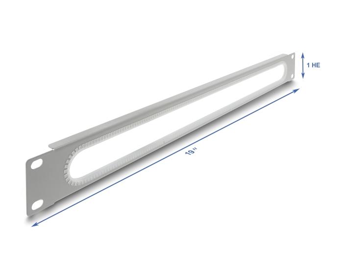 Delock 19″ 1 HE Kabeldoorvoer met randbescherming grijs