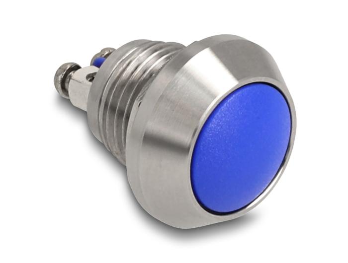 Delock Drukknop voor inbouw 12 mm 2 x schroefklem blauw