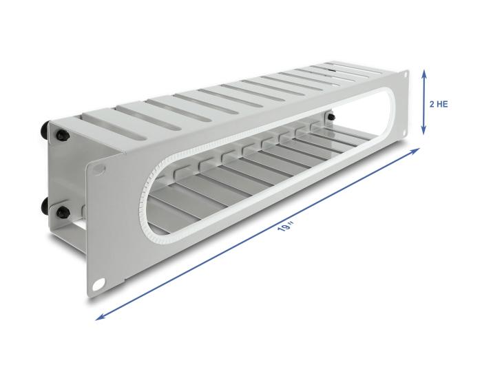 Delock 19″ 2 HE Kabelmanagement-patchpaneel met opening en kantbescherming