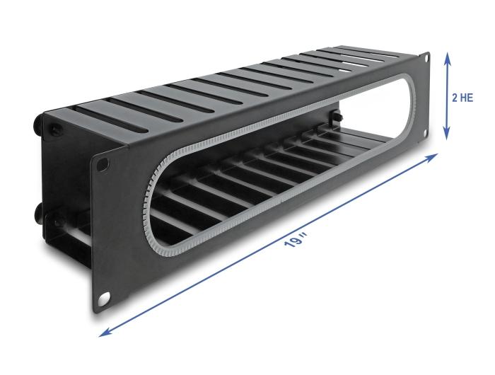 Delock 19″ 2 HE Kabelmanagement-patchpaneel met opening en kantbescherming