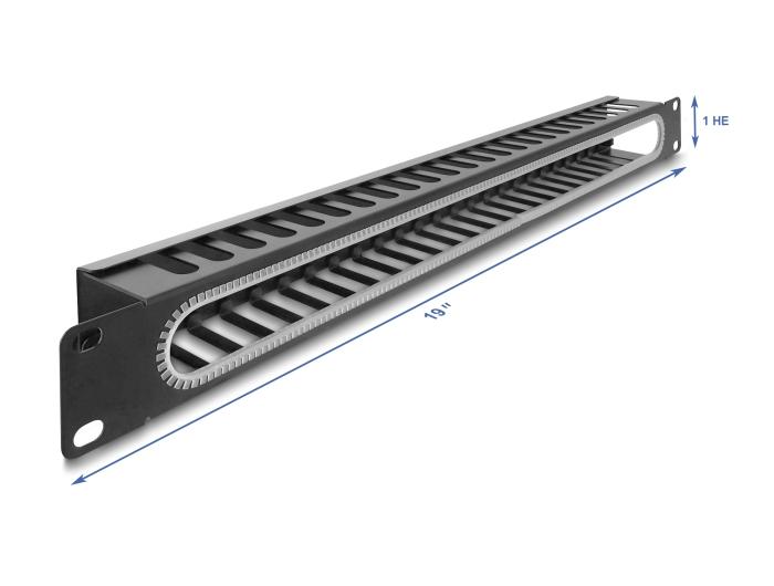 Delock 19″ 1 HE Kabelmanagement-Patchpaneel met opening en kantbescherming