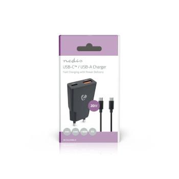 Oplader 20 W GaN PD3.0 Snellaad functie 1.5 / 2.0 / 2.22 / 3.0 A - Nedis