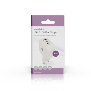 Oplader 70 W GaN PD3.0 Snellaad functie 1.5 / 2.25 / 2.5 / 3.0 / - Nedis