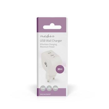 Oplader 35 W GaN PD3.0 Snellaad functie 1.75 / 2.33 / 2.92 / 3.0 - Nedis
