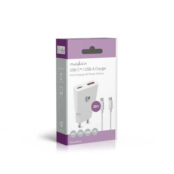 Oplader 20 W GaN PD3.0 Snellaad functie 1.5 / 2.0 / 2.22 / 3.0 A - Nedis