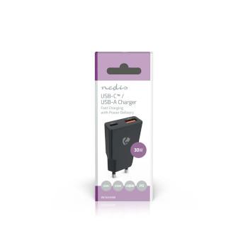 Oplader 30 W GaN PD3.0 30W Snellaad functie 1.5 / 2.0 / 2.5 / - Nedis