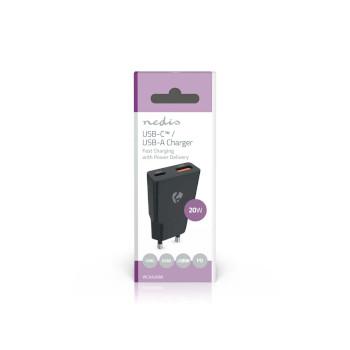 Oplader 20 W GaN PD3.0 Snellaad functie 1.5 / 2.0 / 2.22 / 3.0 A - Nedis