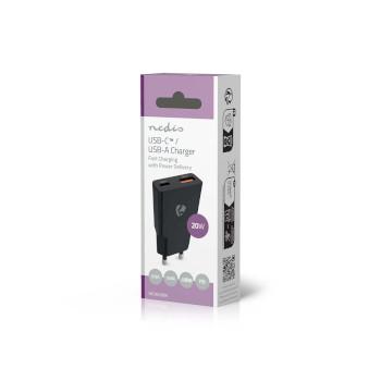 Oplader 20 W GaN PD3.0 Snellaad functie 1.5 / 2.0 / 2.22 / 3.0 A - Nedis