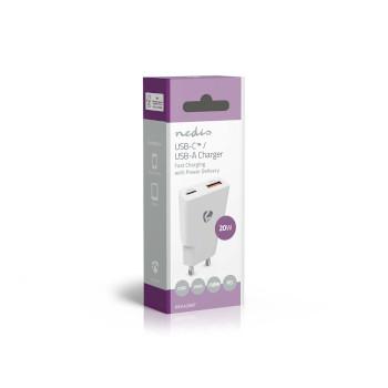 Oplader 20 W GaN PD3.0 Snellaad functie 1.5 / 2.0 / 2.22 / 3.0 A - Nedis