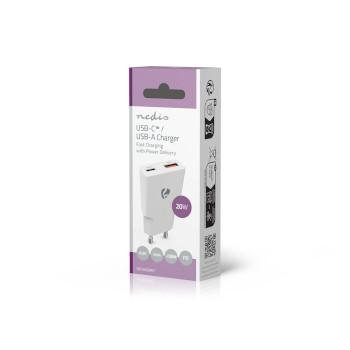 Oplader 20 W GaN PD3.0 Snellaad functie 1.5 / 2.0 / 2.22 / 3.0 A - Nedis