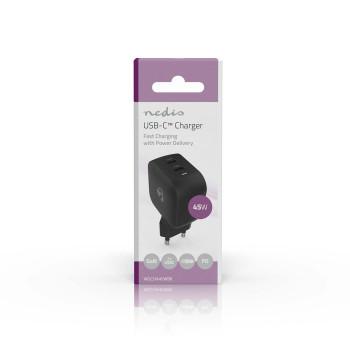 Oplader 45 W GaN PD3.0 Snellaad functie 2.25 / 3.0 A Outputs: - Nedis