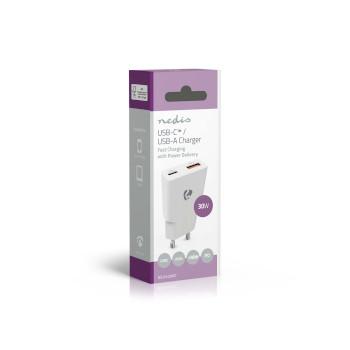 Oplader 30 W GaN PD3.0 30W Snellaad functie 1.5 / 2.0 / 2.5 / - Nedis
