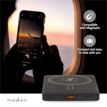 Powerbank 5000 mAh Draadloos opladen 1.67 / 2.22 / 3.0 A Outputs: - Nedis