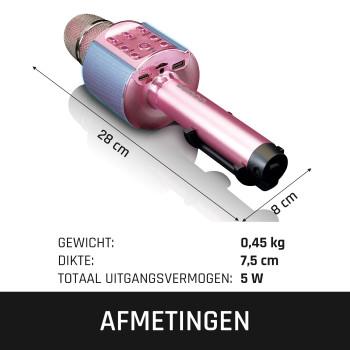 Bluetooth® karaokemicrofoon met luidspreker & verlichting Roze - Lenco
