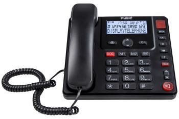 Bedrade telefoon met grote toetsen en display voor senioren Zwart - Fysic