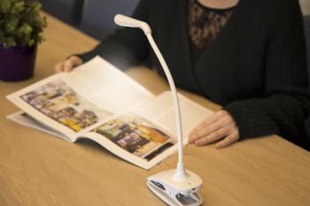 Oplaadbare LED-lamp met klem Wit - Fysic