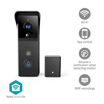 SmartLife Videodeurbel Batterij Gevoed 3MP Full HD 1296p Cloud - Nedis